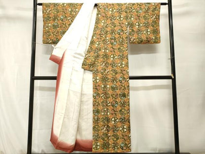 平和屋着物■上質な小紋　天井草花丸文　金彩　正絹　逸品　CABM1656ev