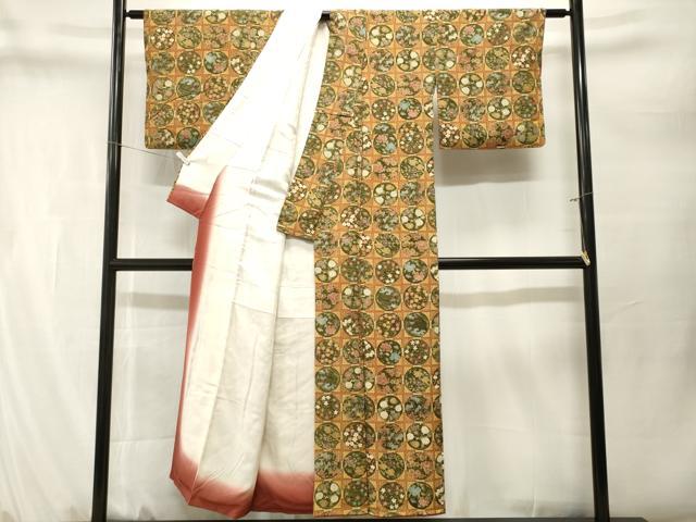 平和屋着物■上質な小紋　天井草花丸文　金彩　正絹　逸品　CABM1656ev
