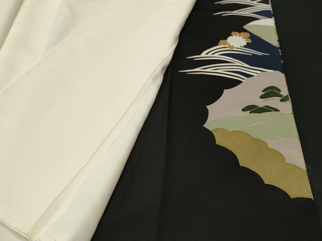 平和屋着物■豪華黒留袖　駒刺繍　群鶴　扇面流水花文　金彩　ますいわ屋扱い　正絹　逸品　CABM1658ev