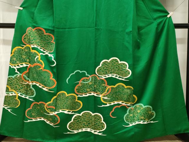 平和屋着物■訪問着　駒刺繍　松葉草花文　金彩　正絹　逸品　CABM1659ev