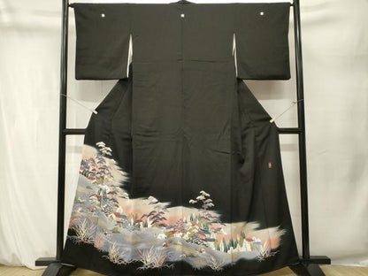 平和屋着物■豪華黒留袖　作家物　鴛鴦　御所解文　暈し染め　金彩　正絹　逸品　CABM1660ev