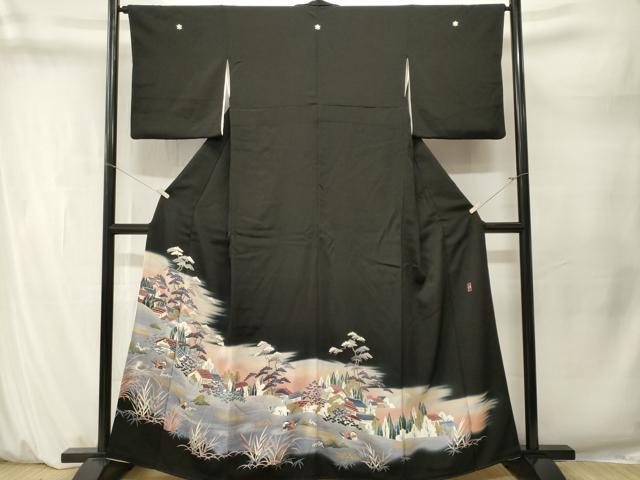 平和屋着物■豪華黒留袖　作家物　鴛鴦　御所解文　暈し染め　金彩　正絹　逸品　CABM1660ev