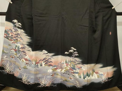 平和屋着物■豪華黒留袖　作家物　鴛鴦　御所解文　暈し染め　金彩　正絹　逸品　CABM1660ev