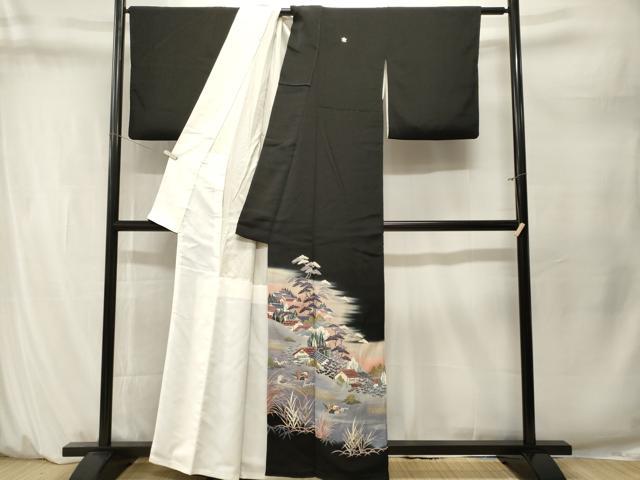 平和屋着物■豪華黒留袖　作家物　鴛鴦　御所解文　暈し染め　金彩　正絹　逸品　CABM1660ev