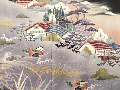 平和屋着物■豪華黒留袖　作家物　鴛鴦　御所解文　暈し染め　金彩　正絹　逸品　CABM1660ev