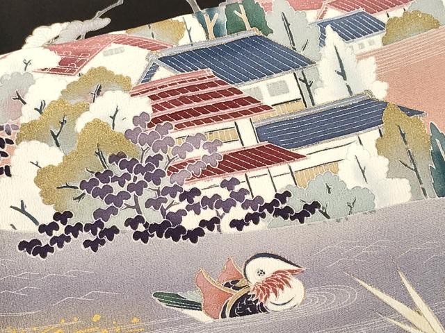 平和屋着物■豪華黒留袖　作家物　鴛鴦　御所解文　暈し染め　金彩　正絹　逸品　CABM1660ev