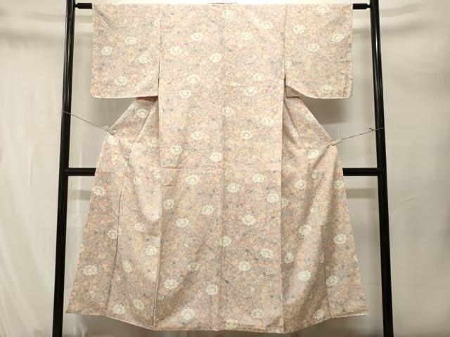 平和屋着物■上質な小紋　更紗枝花文　正絹　逸品　CABM1662ev