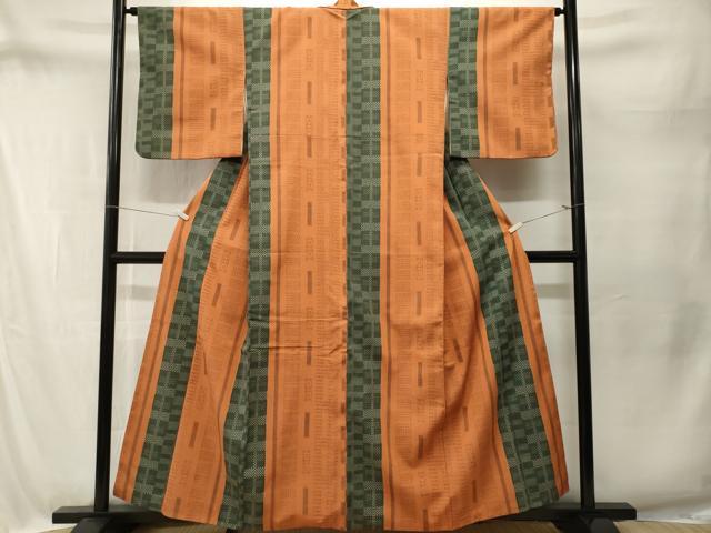 平和屋着物■本塩沢　亀甲幾何学間道　正絹　逸品　CABM1666ev