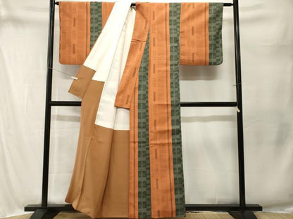 平和屋着物■本塩沢　亀甲幾何学間道　正絹　逸品　CABM1666ev