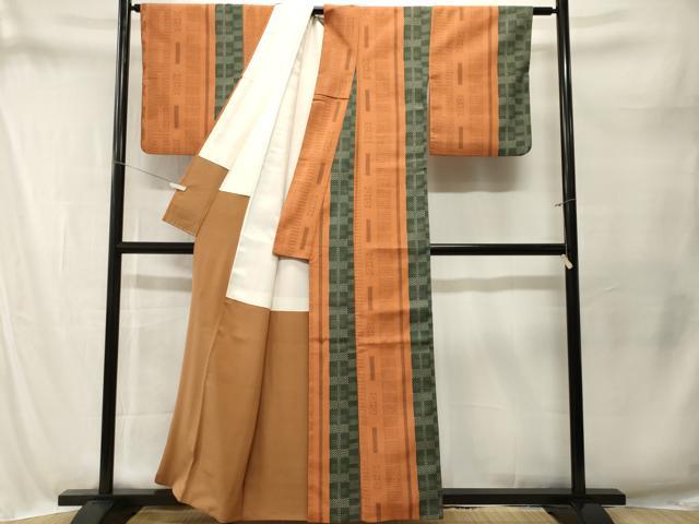 平和屋着物■本塩沢　亀甲幾何学間道　正絹　逸品　CABM1666ev