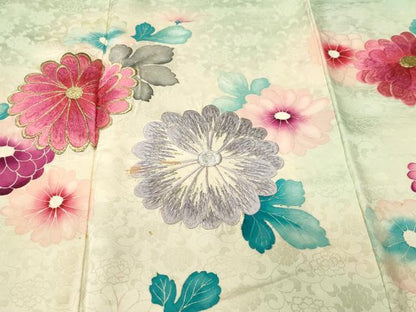 平和屋着物■豪華振袖　刺繍　舞花文　暈し染め　金銀糸　正絹　逸品　CABM1668ev