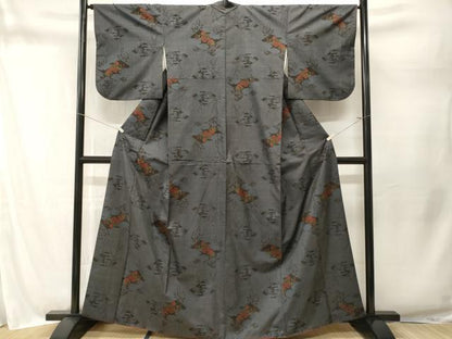 平和屋着物■本場大島紬　7マルキ　菱草花文　正絹　逸品　CABM1669ev