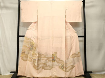 平和屋着物■豪華色留袖　寿光織　色紙重ね渡り橋御所車花文　暈し染め　金銀糸　正絹　逸品　CABM1673ev