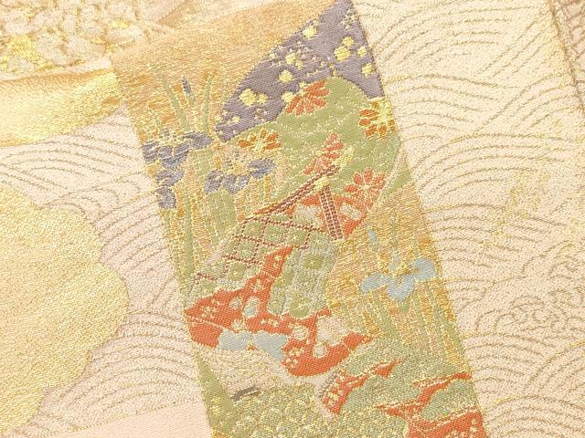 平和屋着物■豪華色留袖　寿光織　色紙重ね渡り橋御所車花文　暈し染め　金銀糸　正絹　逸品　CABM1673ev