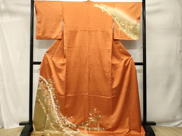 平和屋着物■訪問着　束ね熨斗草花文　暈し染め　金彩　正絹　逸品　CABM1678ev
