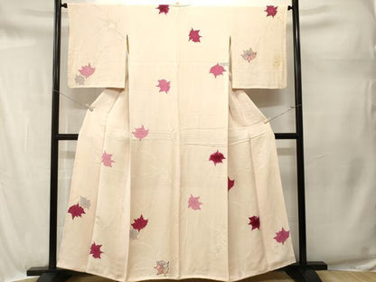 平和屋着物■上質な小紋　地紋起こし　草花文　正絹　逸品　CABM1679ev