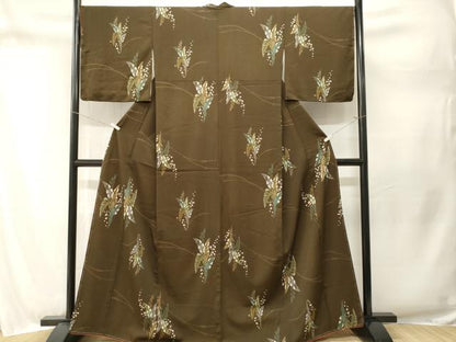 平和屋着物■上質な小紋　草花文　洗える着物　CABM1684ev