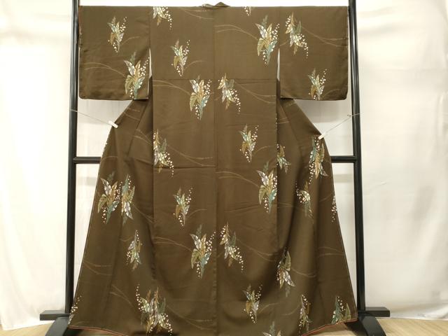 平和屋着物■上質な小紋　草花文　洗える着物　CABM1684ev