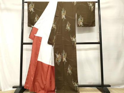 平和屋着物■上質な小紋　草花文　洗える着物　CABM1684ev