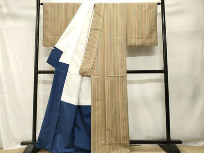 平和屋着物■小紋　縞　洗える着物　CABM1685ev