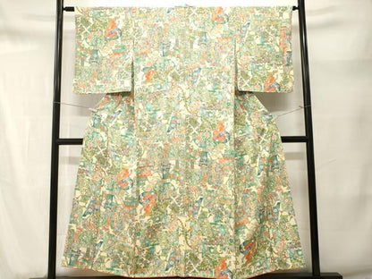 平和屋着物■上質な小紋　陶器更紗草花文　正絹　逸品　CABM1688ev