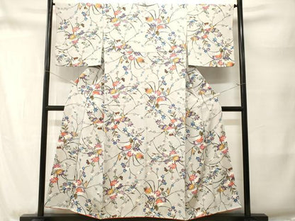 平和屋着物■上質な小紋　型染め　枝花文　正絹　逸品　CABM1689ev