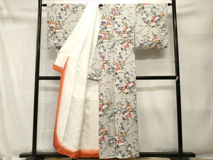 平和屋着物■上質な小紋　型染め　枝花文　正絹　逸品　CABM1689ev