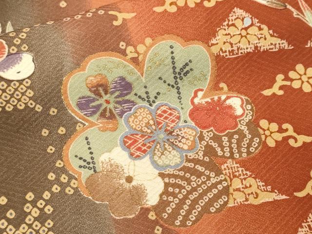 平和屋着物■上質な小紋　枝花間道　暈し染め　金彩　正絹　逸品　CABM1690ev
