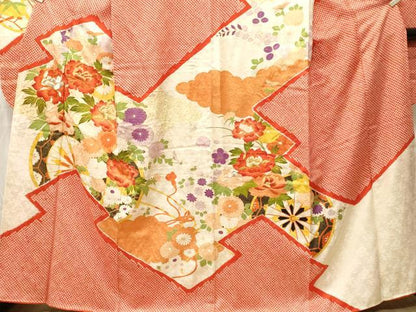 平和屋着物■豪華振袖　駒刺繍　絞り　松皮菱花車文　暈し染め　金彩　正絹　逸品　CABM1691ev