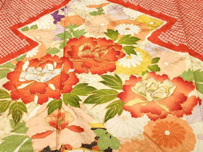 平和屋着物■豪華振袖　駒刺繍　絞り　松皮菱花車文　暈し染め　金彩　正絹　逸品　CABM1691ev
