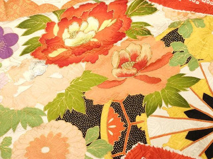 平和屋着物■豪華振袖　駒刺繍　絞り　松皮菱花車文　暈し染め　金彩　正絹　逸品　CABM1691ev
