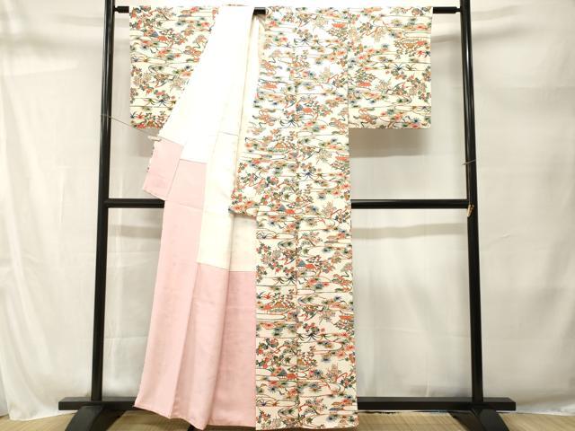 平和屋着物■上質な小紋　型染め　風景文　正絹　逸品　CABM1696ev