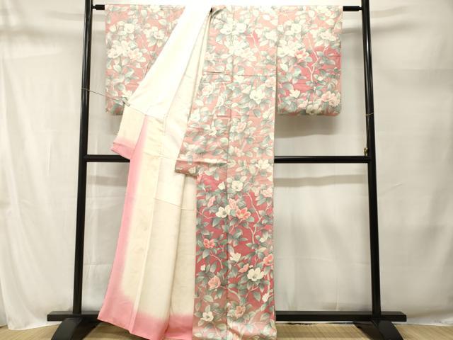 平和屋着物■訪問着　枝椿文　暈し染め　金彩　正絹　逸品　CABM1701ev