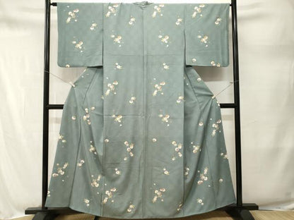 平和屋着物■上質な小紋　兎　万寿菊花文　正絹　逸品　CABM1703ev