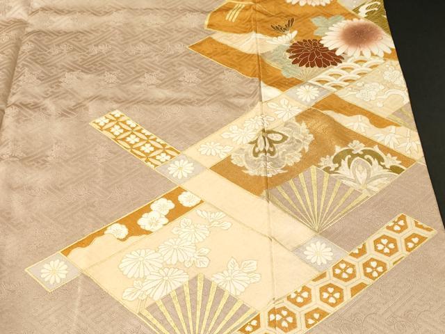 平和屋着物■豪華色留袖　駒刺繍　天井檜扇草花文　暈し染め　金彩　正絹　逸品　CABM1704ev