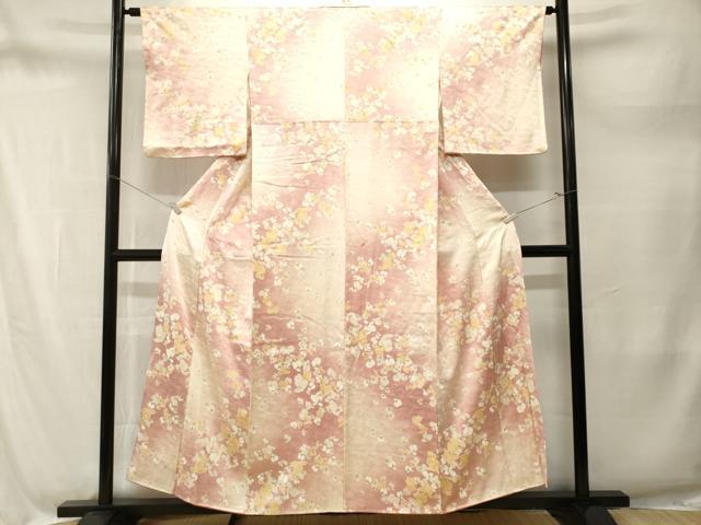 平和屋着物■上質な小紋　流水舞花文　暈し染め　正絹　逸品　CABM1705ev