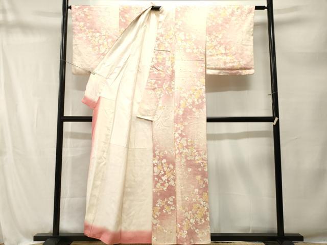 平和屋着物■上質な小紋　流水舞花文　暈し染め　正絹　逸品　CABM1705ev