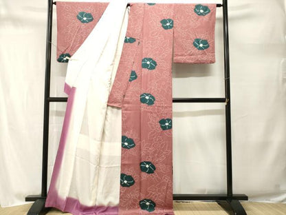 平和屋着物■上質な小紋　絞り　草花文　正絹　逸品　CABM1713ev