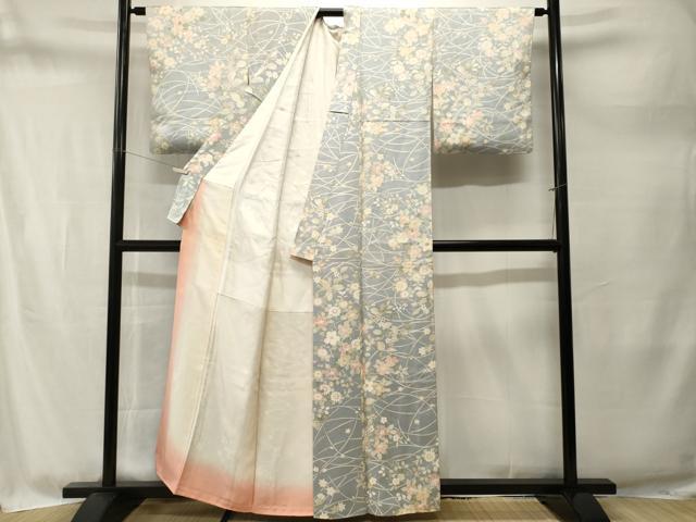 平和屋着物■上質な小紋　枝花文　金彩　正絹　逸品　CABM1716ev