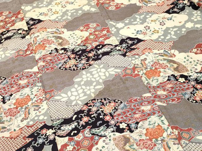 平和屋着物■上質な小紋　吉祥扇面花蝶文　金彩　正絹　逸品　CABM1718ev