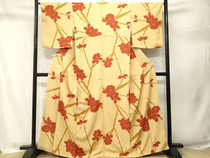 平和屋着物■上質な小紋　枝椿文　正絹　逸品　CABM1725ev