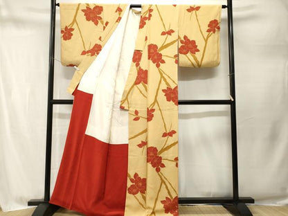 平和屋着物■上質な小紋　枝椿文　正絹　逸品　CABM1725ev