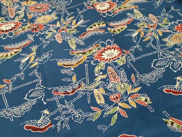 平和屋着物■上質な小紋　型染め　菊　松花文　正絹　逸品　CABM1726ev