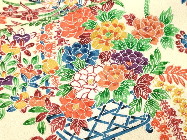 平和屋着物■上質な小紋　花籠文　正絹　逸品　CABM1729ev