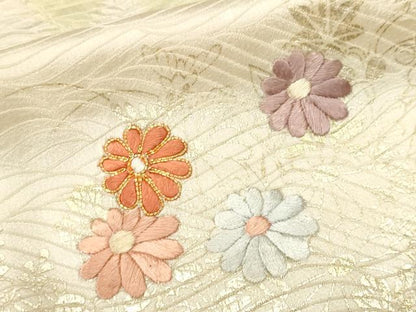 平和屋着物■訪問着　駒刺繍　絞り　草花文　花車文　暈し染め　金彩　正絹　逸品　CABM1730ev