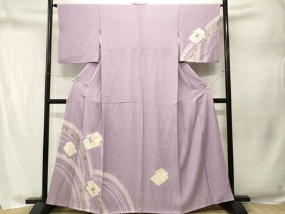 平和屋着物■訪問着　刺繍　絞り　流水草花文　金銀彩　正絹　逸品　CABM1733ev