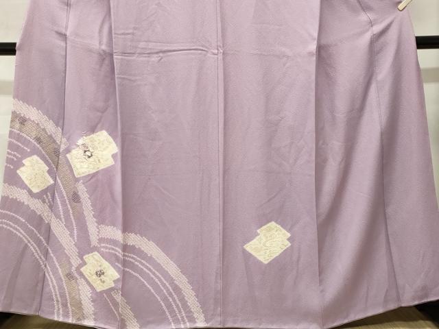 平和屋着物■訪問着　刺繍　絞り　流水草花文　金銀彩　正絹　逸品　CABM1733ev