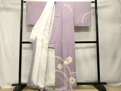 平和屋着物■訪問着　刺繍　絞り　流水草花文　金銀彩　正絹　逸品　CABM1733ev