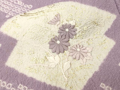 平和屋着物■訪問着　刺繍　絞り　流水草花文　金銀彩　正絹　逸品　CABM1733ev