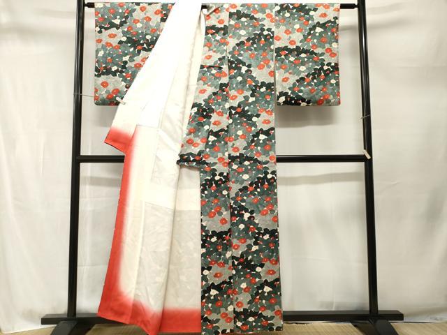 平和屋着物■上質な小紋　万寿菊　椿花文　正絹　逸品　CABM1734ev